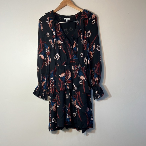 Joie Nour dress 100% silk floral ruffle mini dress size Medium - Picture 4 of 11